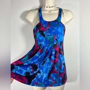 Express Blue & Pink Abstract Print Tank Top